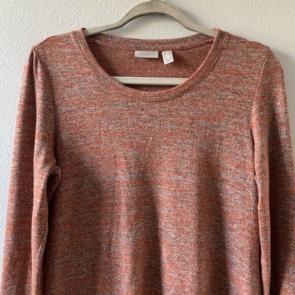 LOGO by Lori Goldstein Womens Size XS Multicolor Mixed Media Tunic Top Blouse - Picture 2 of 6